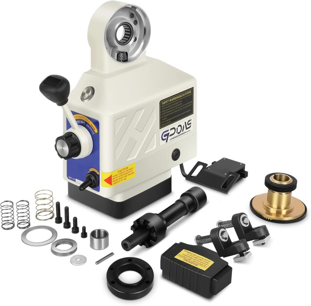 AL-460 Power Feed Z-Axis for Milling Machine 460 in-lb Torque, 0-200RPM Table Milling Machine Power Feed 110V,for Bridgeport and Other Knee Type Mills with a 5/8 Diameter Shaft on the End