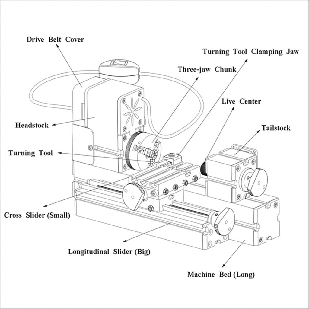 All-metal Miniature Lathe 36W 20000rpm Didactical Mini metal Lathe Machine for Hobbyist Woodworking Craft