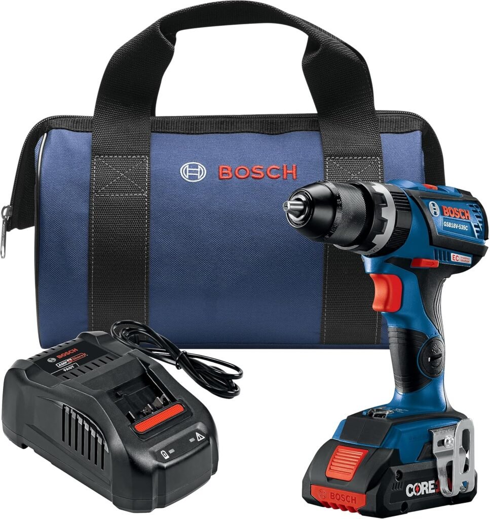 BOSCH GSB18V-535CB15 18V EC Brushless Connected-Ready 1/2 In. Hammer Drill/Driver with (1) CORE18V 4 Ah Advanced Power Battery