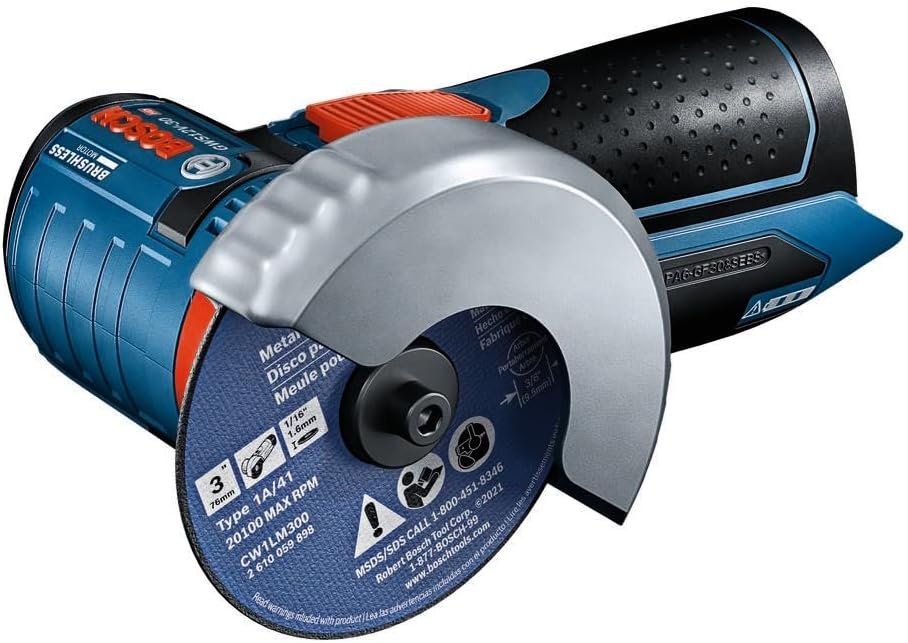 BOSCH GWS12V-30N 12V Max Brushless 3 In. Angle Grinder (Bare Tool), Blue