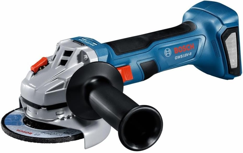 BOSCH GWS18V-8N 18V Brushless 4-1/2 In. Angle Grinder with Slide Switch (Bare Tool),Black/grey/blue