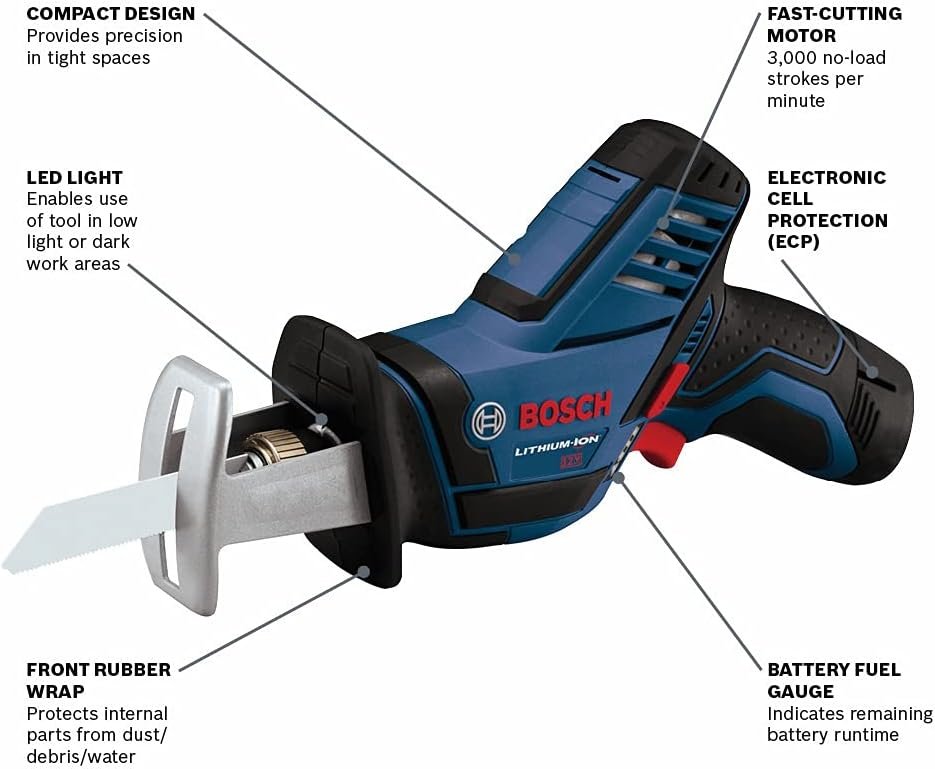 BOSCH PS60N 12V Max Pocket Reciprocating Saw (Bare Tool),Blue