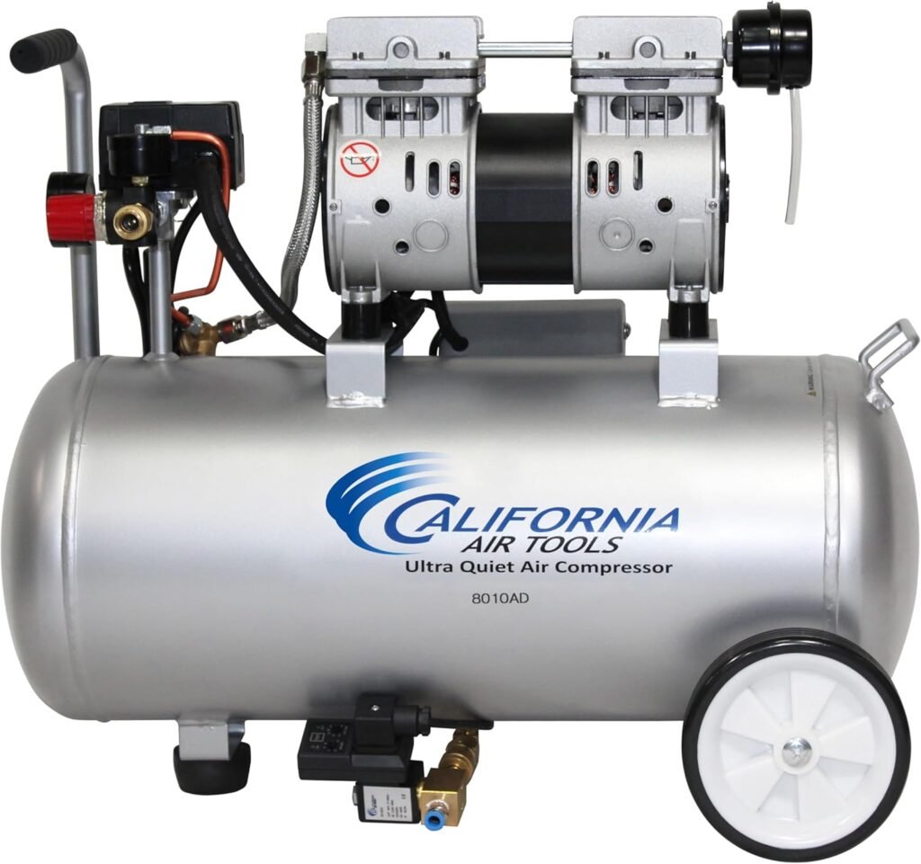 California Air Tools 8010 Steel Tank Air Compressor | Ultra Quiet, Oil-Free, 1.0 hp, 8 gal