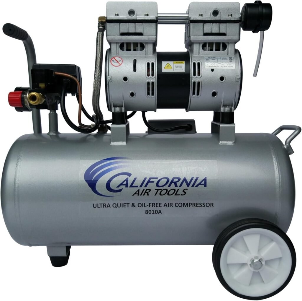 California Air Tools 8010A Aluminum Tank Air Compressor | Ultra Quiet, Oil-Free, 1.0 hp, 8 gal