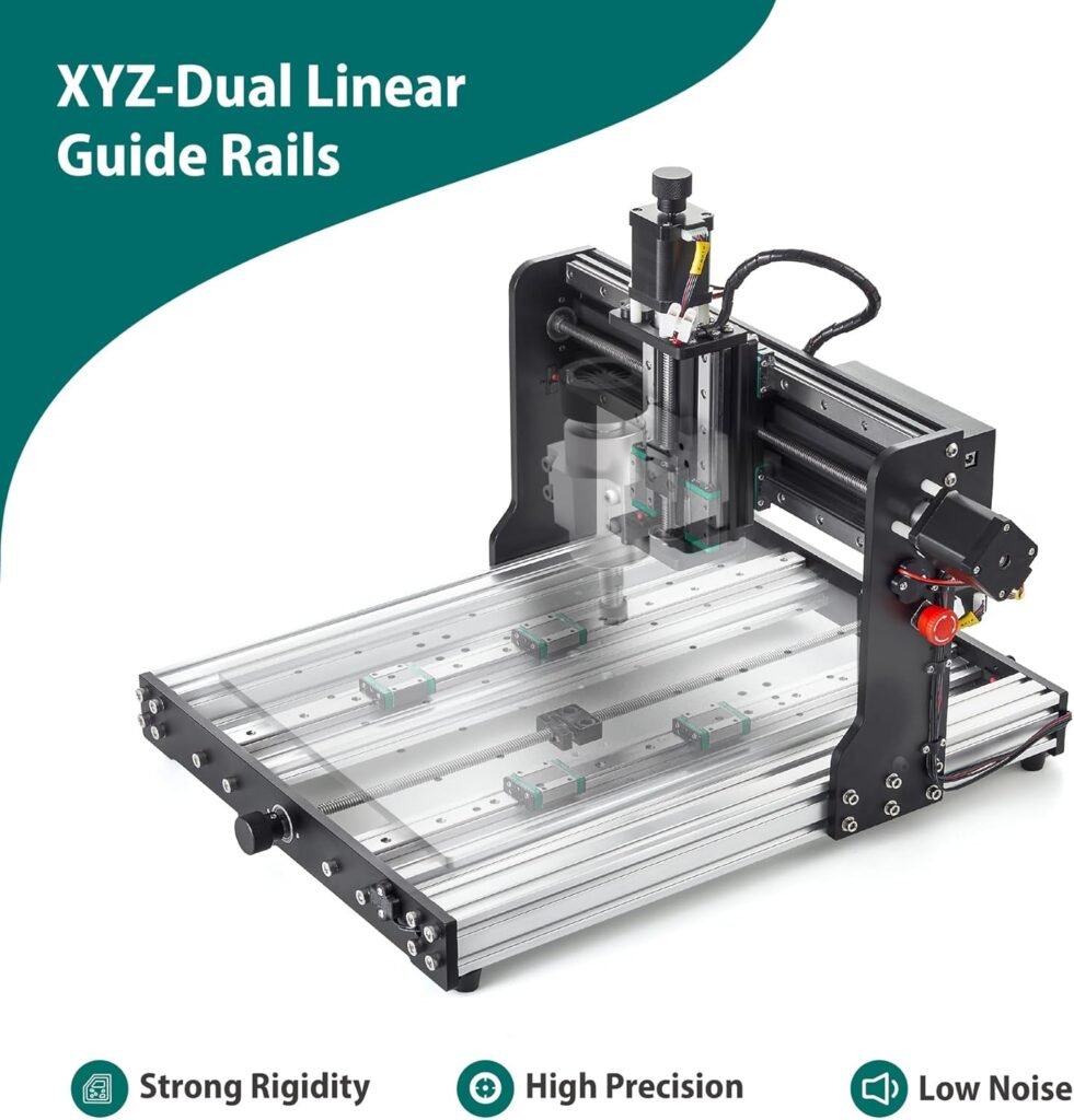 CNC Router Machine 4030-Evo Ultra, All-Metal XYZ Axis Dual Steel Linear Guides  Ball Screws with 500W Spindle for Metal Aluminum Brass Wood Acrylic PCB