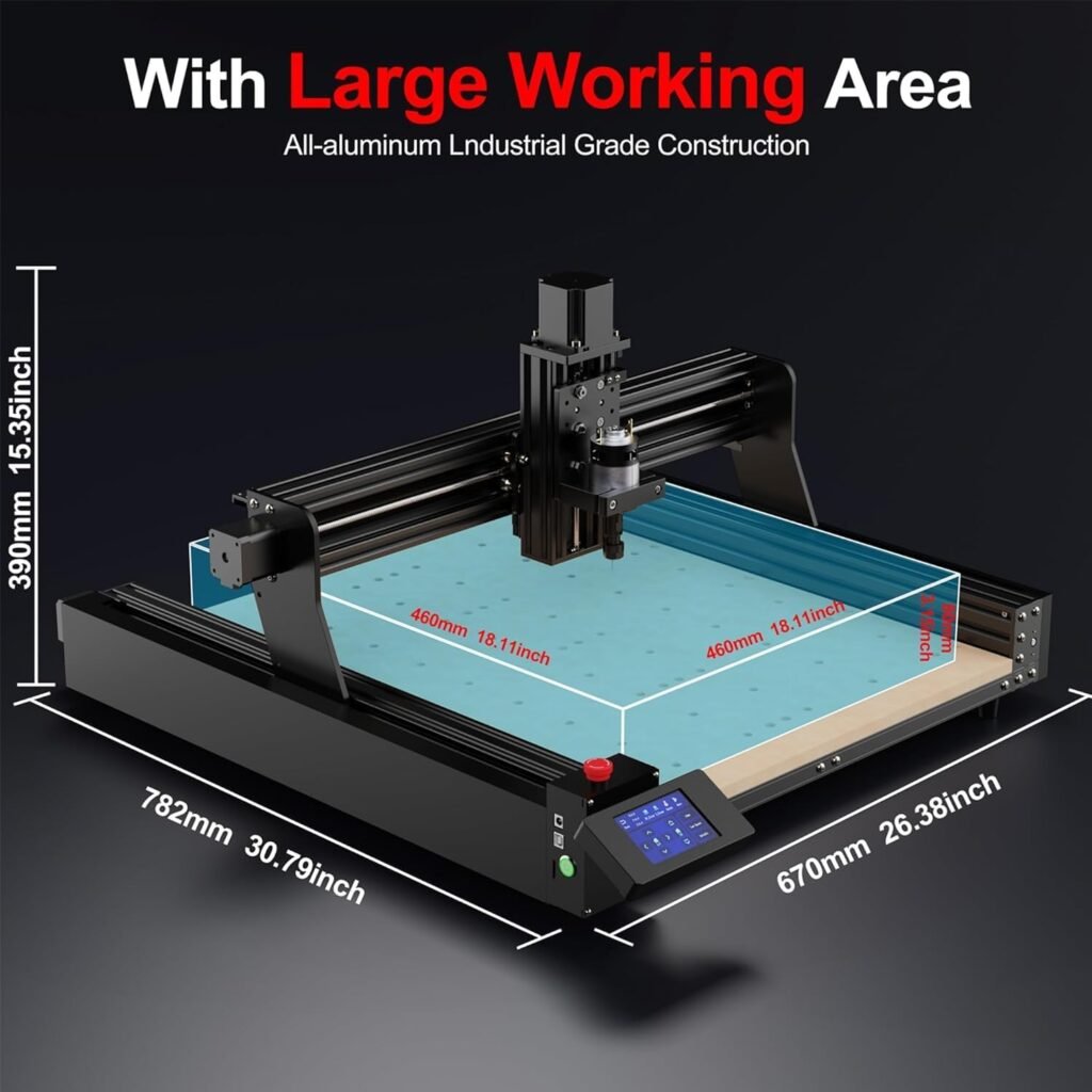 CNC Router Machine,TTC450 3-Axis Engraving All-Aluminum Milling Machine for Engraving, Cutting MDF, Acrylic, Solid Wood, Nylon, PCB, Carbon Fiberboard, Working Area 18.1 x 18.1 x 3.1In CNC Machine