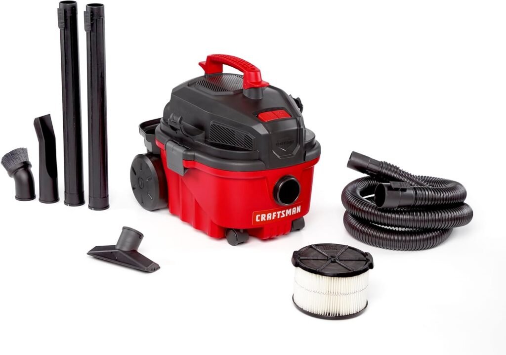 CRAFTSMAN CMXEVBE17040 4 Gallon 5.0 Peak HP Wet/Dry Vac, Portable Shop Vacuum with Attachments