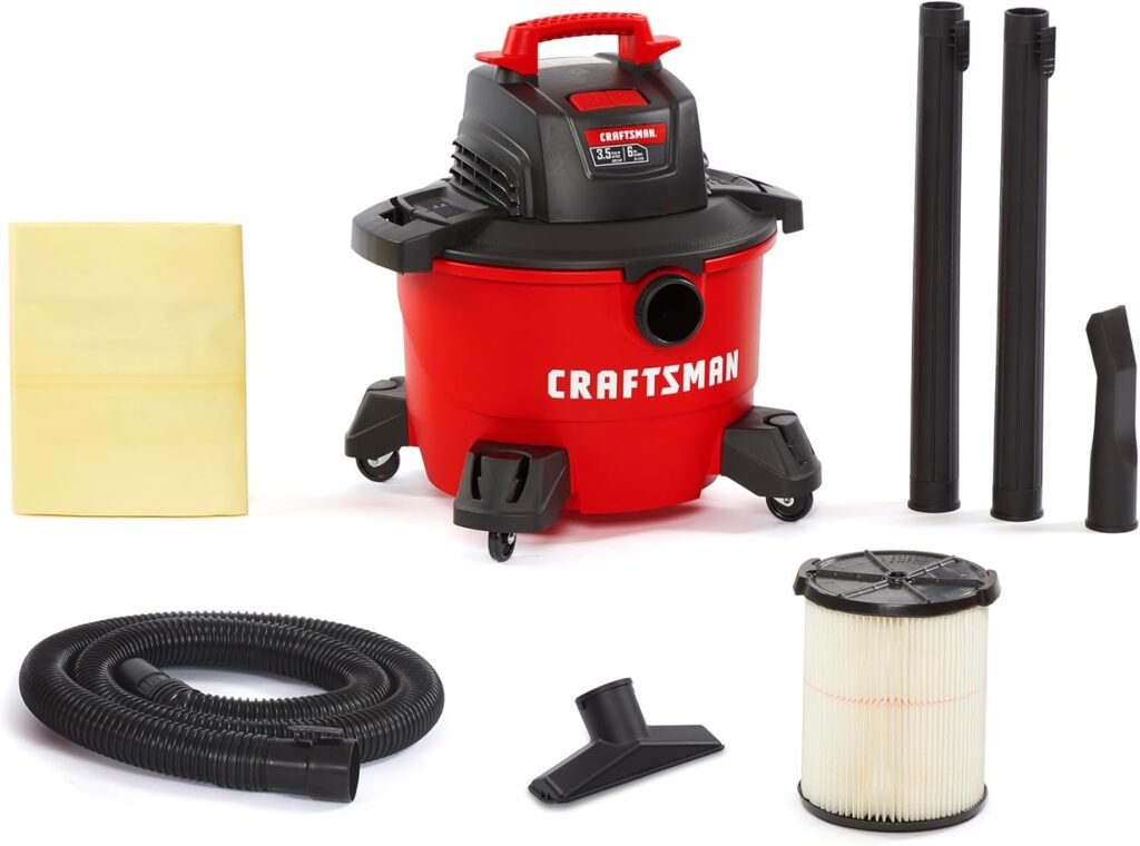 CRAFTSMAN CMXEVBE18690 9 Gallon 4.25 Peak HP Wet/Dry Vac, General Purpose Portable Shop Vacuum with Dusting Brush and Attachments