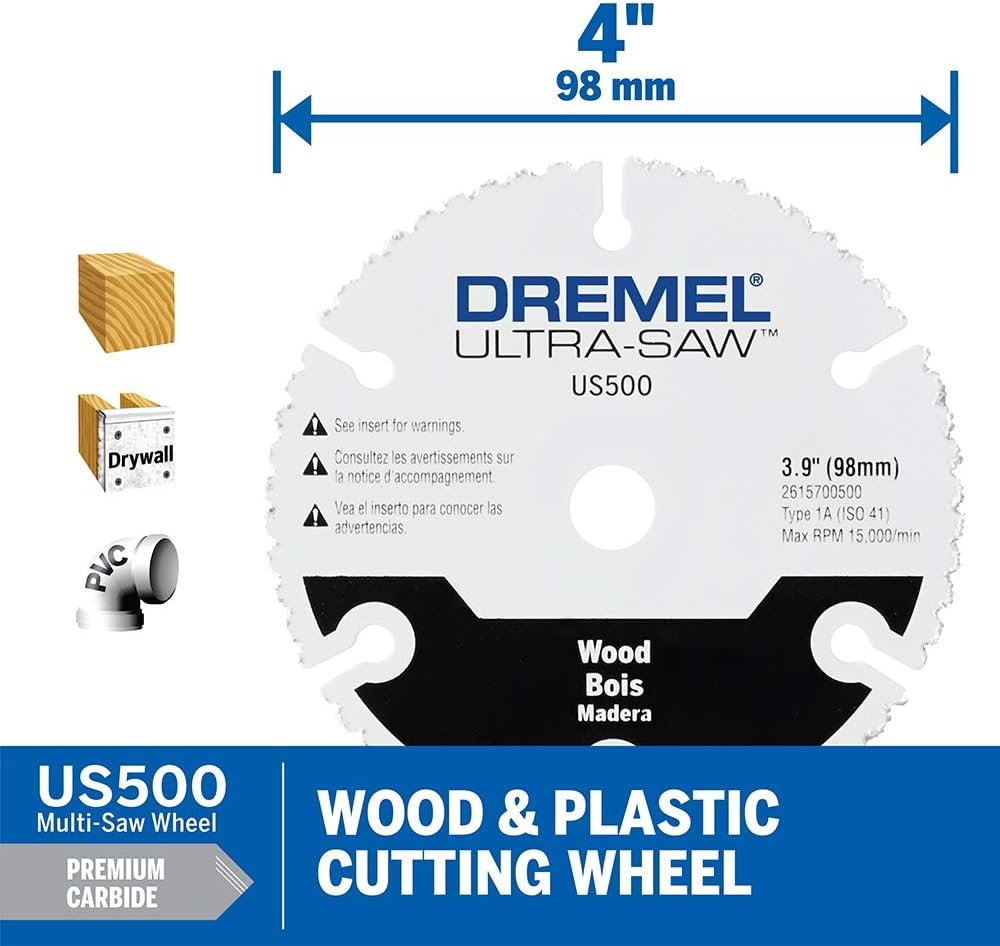 Dremel US40 Ultra-Saw Corded Compact Saw Tool Kit with 3 Cutting Wheels and Auxiliary Handle