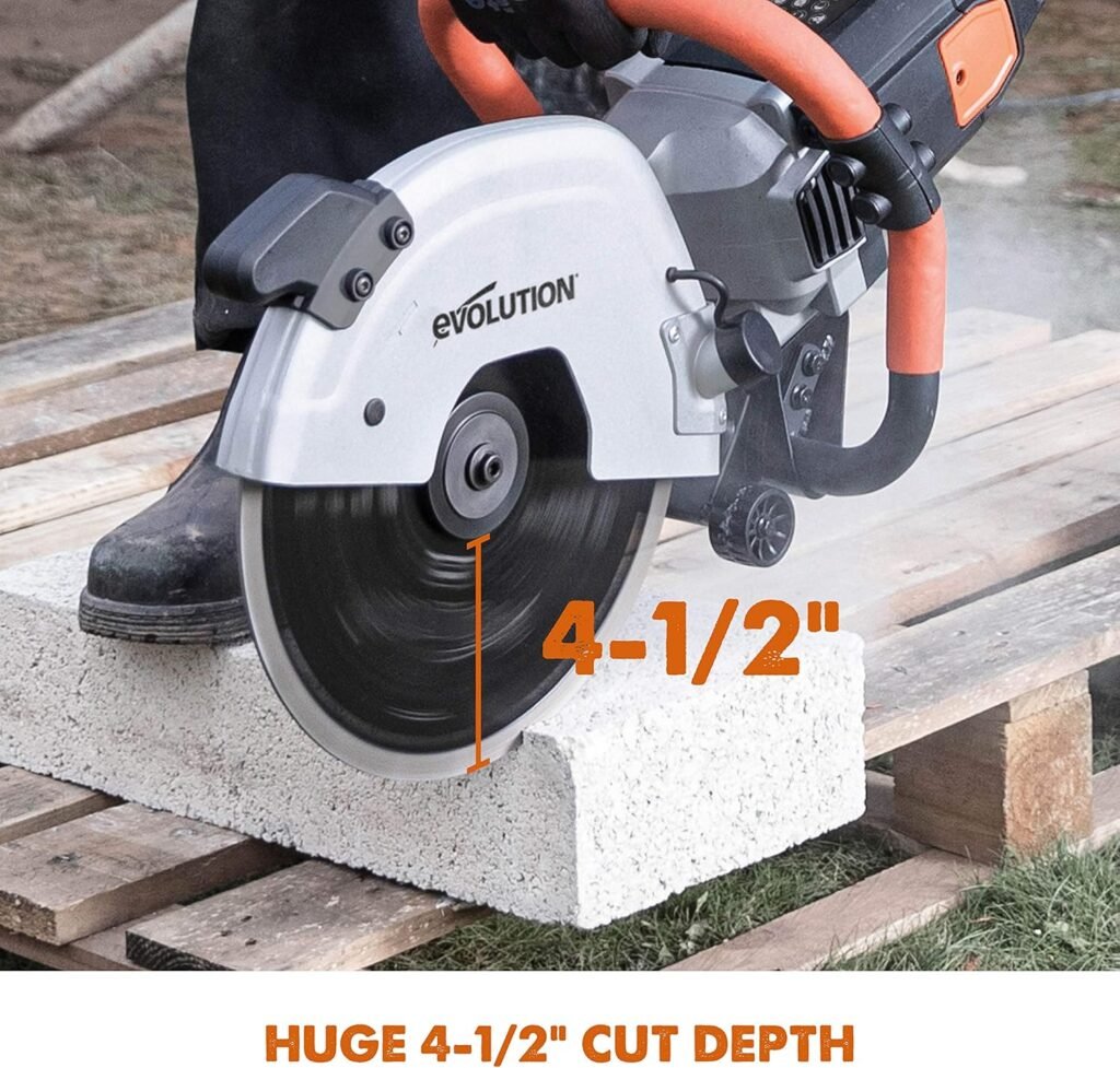 Evolution Power Tools R300DCT 12 inch Concrete Saw (Aka Circular Saw, Angle Grinder, Chop / Cut Off Saw, Demo Saw, Disc / Power Cutter) Electric Motor, No Gas - 4-1/2 Cut - Incl Diamond Masonry Blade