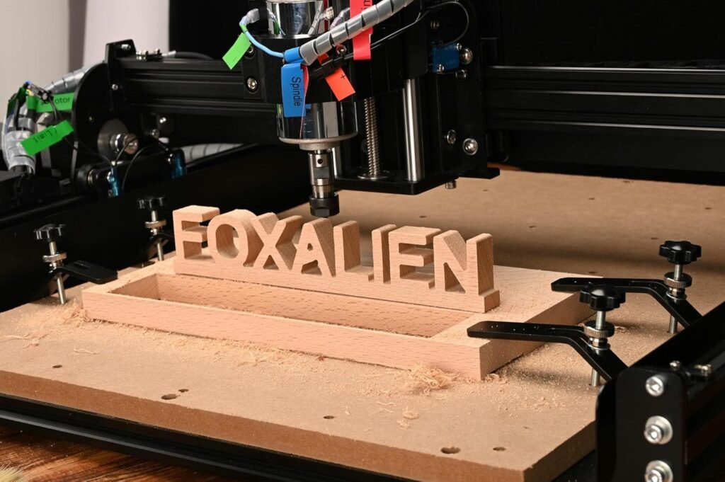 FoxAlien CNC Router Machine 4040-XE, 300W Spindle 3-Axis Engraving Milling Machine for Wood Metal Acrylic MDF Nylon Carving Cutting Arts and Crafts DIY Design, Black