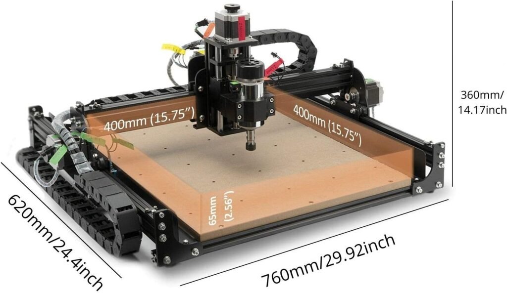 FoxAlien CNC Router Machine 4040-XE, 300W Spindle 3-Axis Engraving Milling Machine for Wood Metal Acrylic MDF Nylon Carving Cutting Arts and Crafts DIY Design, Black