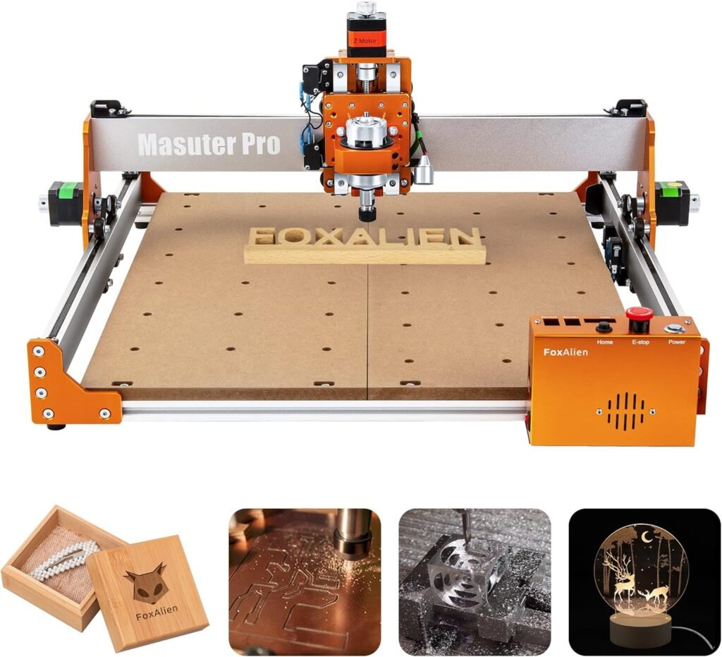 FoxAlien Masuter Pro CNC Router Machine, Upgraded 3-Axis Engraving All-Metal Milling Machine for Wood Acrylic MDF Nylon Carving Cutting