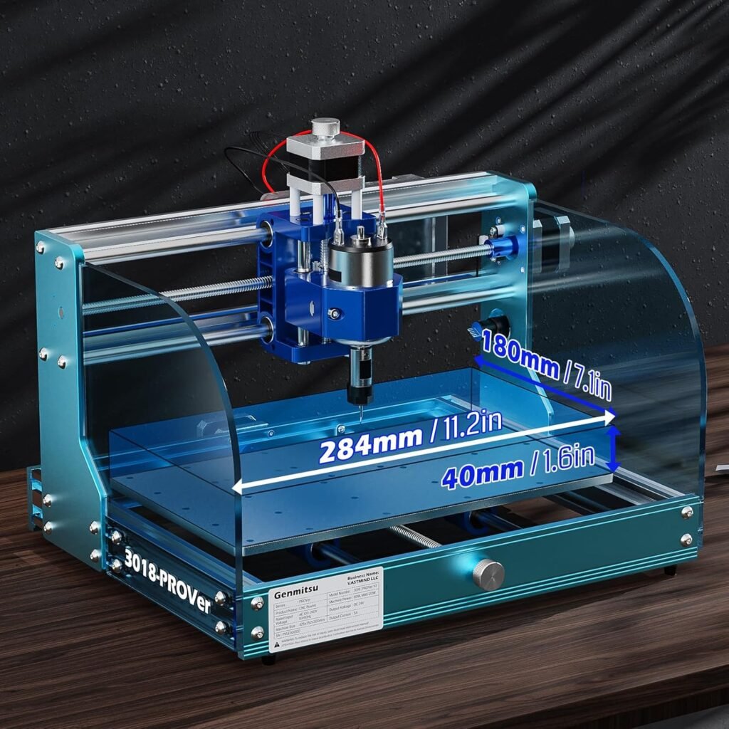 Genmitsu 3018-PROVer V2 CNC Router Machine for Beginner, Mini Milling Engraver Kit with Z-Probe, Limit Switches, E-Stop, Ideal for Wood, Acrylic, MDF, Plastic, PVC (Without Offline Controller)