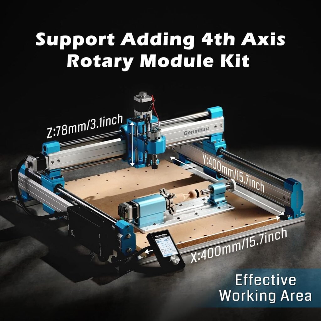 Genmitsu CNC Router Machine 4040-PRO for Woodworking Metal Acrylic Cutting Milling, GRBL Control, Lead Screw Driven, 3 Axis CNC Engraving Machine, Working Area 400 x 400 x 78mm (15.7” x 15.7” x 3.1”)