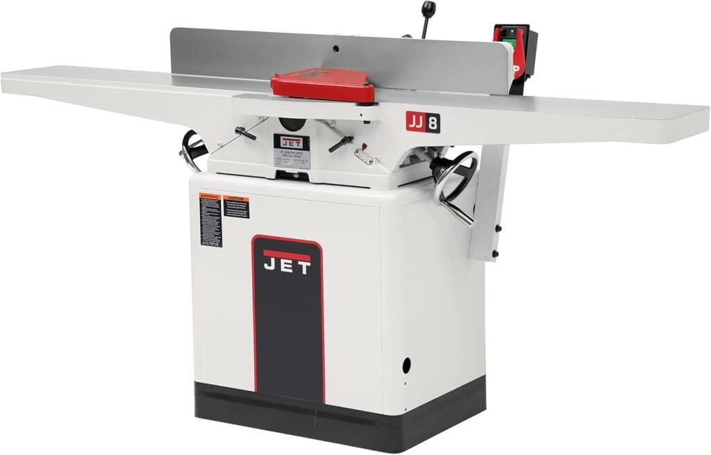 JET 8-Inch Jointer with Helical Head, 2 HP, 1Ph 230V (Model JWJ-8HH) and Heavy-Duty Universal Mobile Base, 24 x 24 to 34 x 34, 1200 Lb. Capacity (Model JMB-UMB-HD)