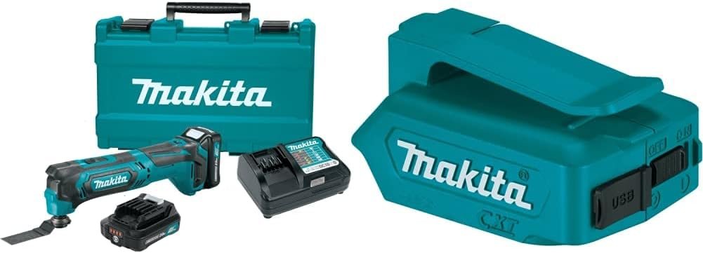 Makita MT01R1 12V max CXT Lithium-Ion Cordless Oscillating Multi-Tool Kit (2.0Ah) with ADP06 12V max CXT Lithium-Ion Cordless Power Source