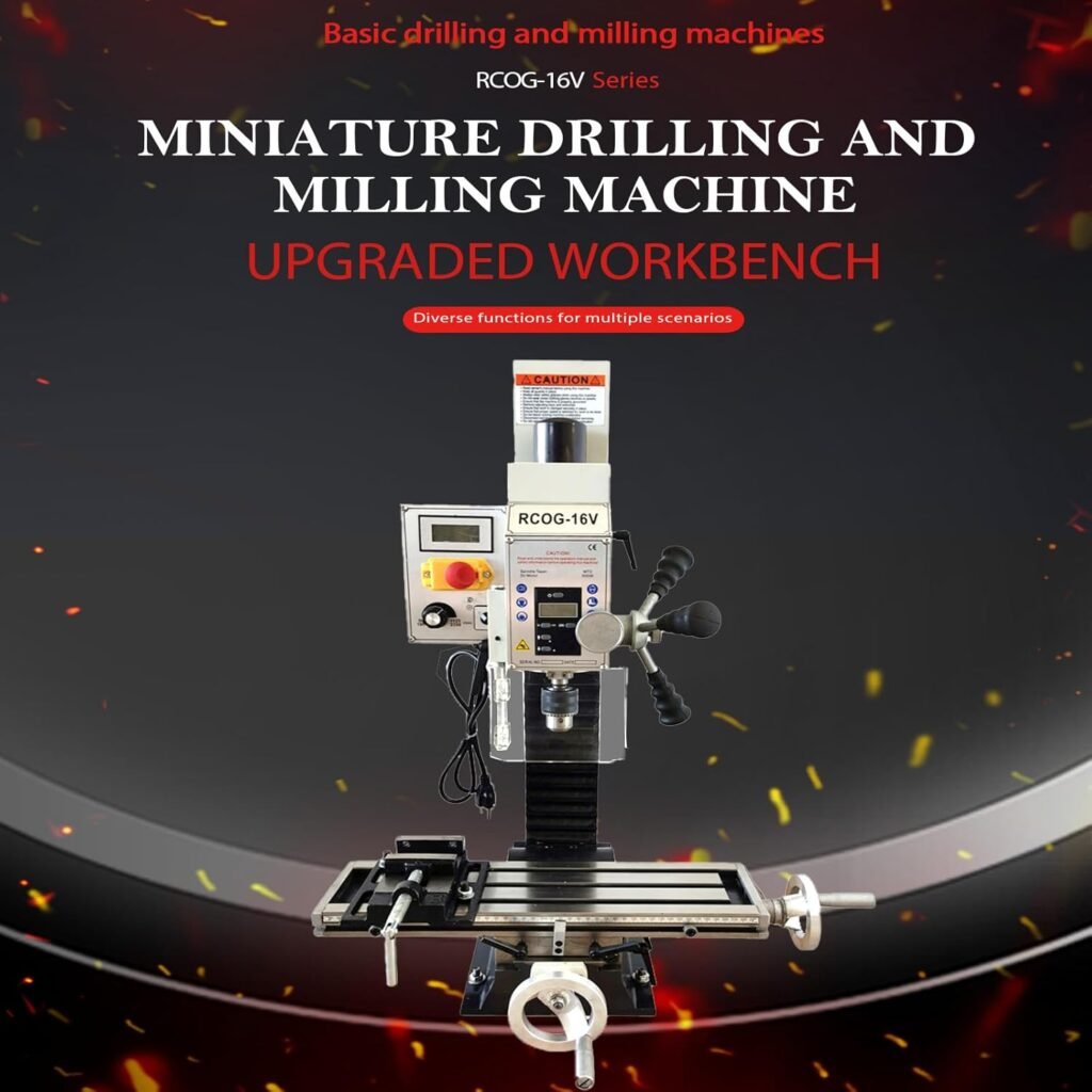 Mini Precision Drilling and Milling Machine Drilled Diameter 0.9 Benchtop Drilling and Milling Machine with R8 Spindle Taper and 1100W Brushless Motor 110V