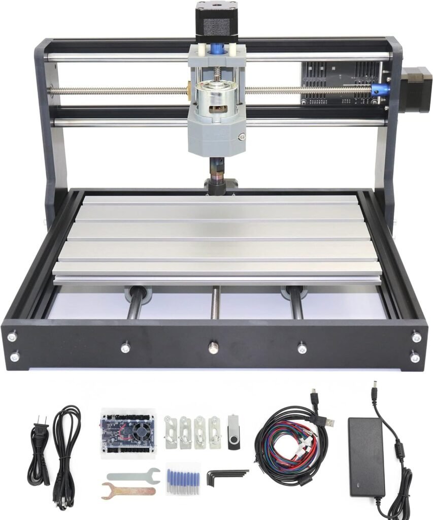 RATTMMOTOR 3018 Pro DIY CNC Router Kit, 3 Axis Hobby CNC Router Machine GRBL Control, Plastic Acrylic PVC PCB Wood Mini Desktop Engraving Milling Carving Machine, Working Area 300x180x45mm