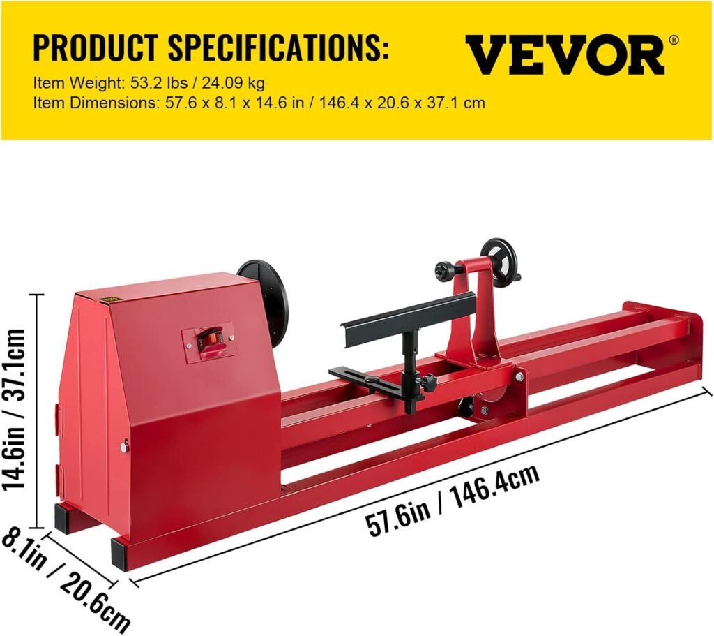 Vevor Wood Lathe 14 x 40, Power Wood Turning Lathe 1/2HP 4 Speed 1100/1600/2300/3400RPM, Benchtop Wood Lathe with 3 Chisels Perfect for High Speed Sanding and Polishing of Finished Work - Amazon.com