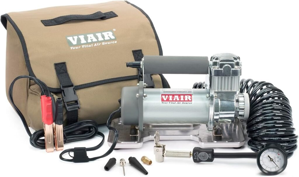VIAIR 400P - 40043 Tire Inflator Portable Offroad Air Compressor for Truck  SUV | 12V On/Off Road Tire Pump Air Compressor Portable Heavy Duty 150 PSI, up to 35 Tires, Alligator Clips