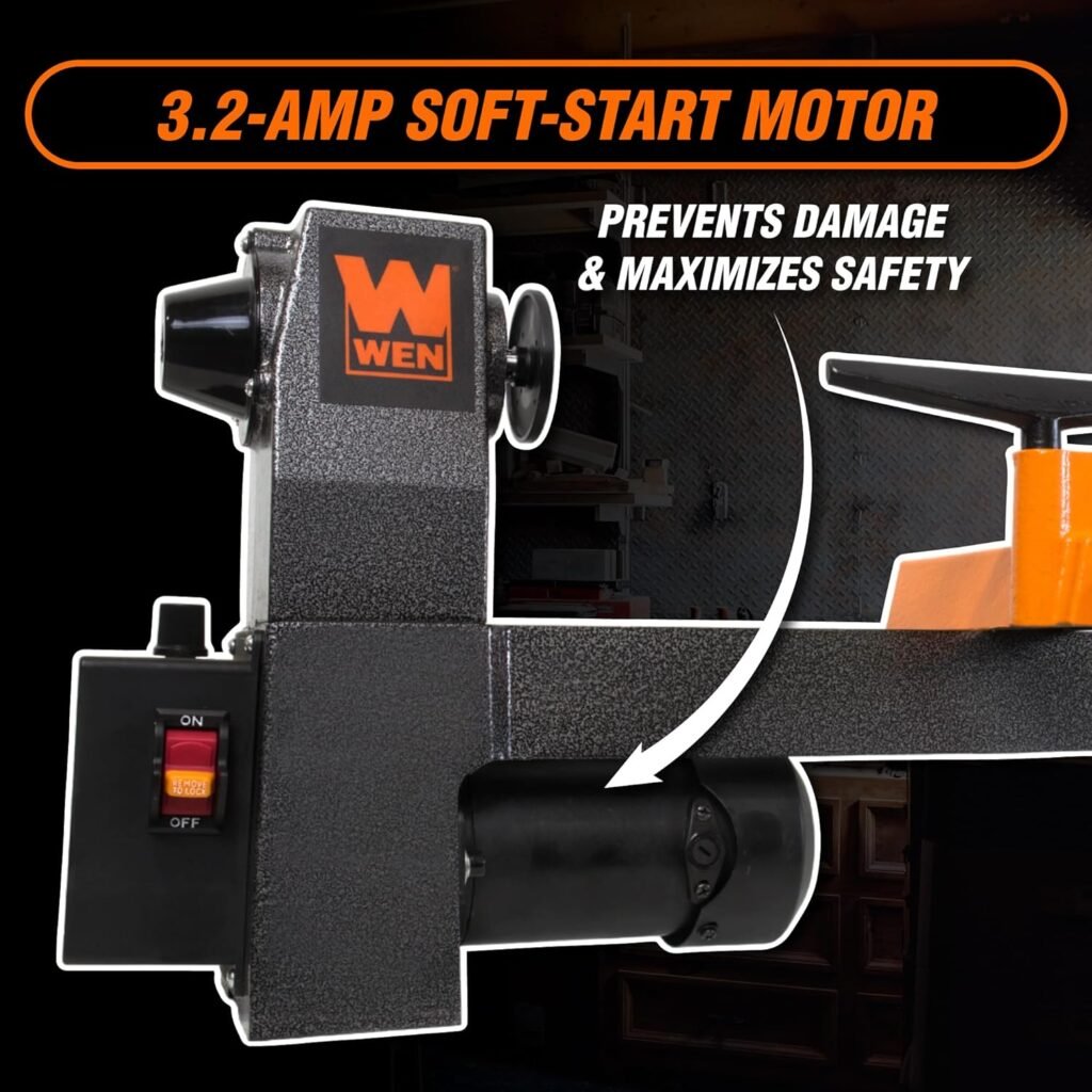 WEN Mini Benchtop Wood Lathe, 8-Inch by 13-Inch with Variable Speed (LA3421)