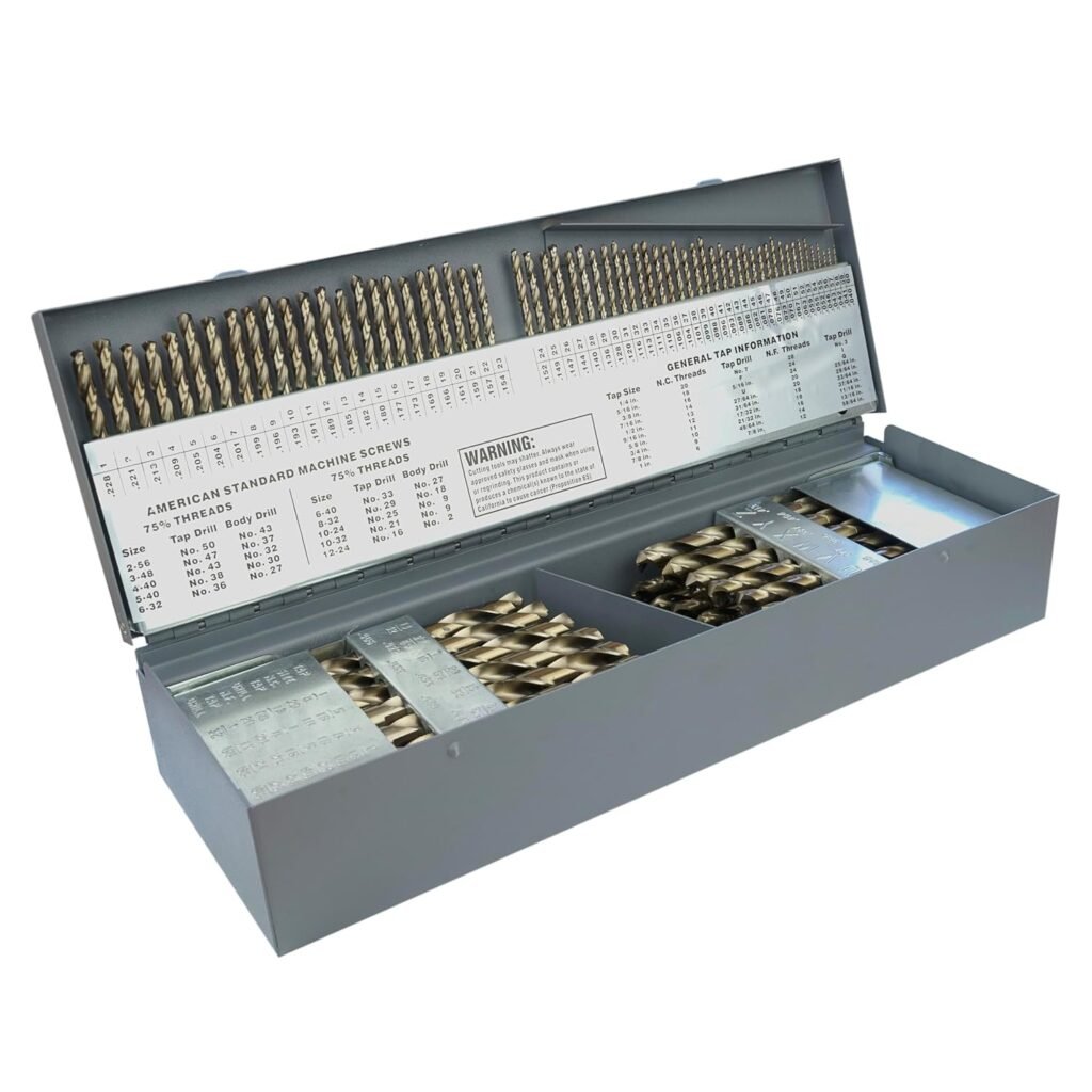 115-Piece Cobalt Drill Bit Set – Drill Bits for Metal, M35 Cobalt Metal Drill Bit Set, Split Point Cobalt Drill Bits, Heavy-Duty Drill Bits for Steel, Hard Metal, Cast Iron (Cobalt 115pcs)