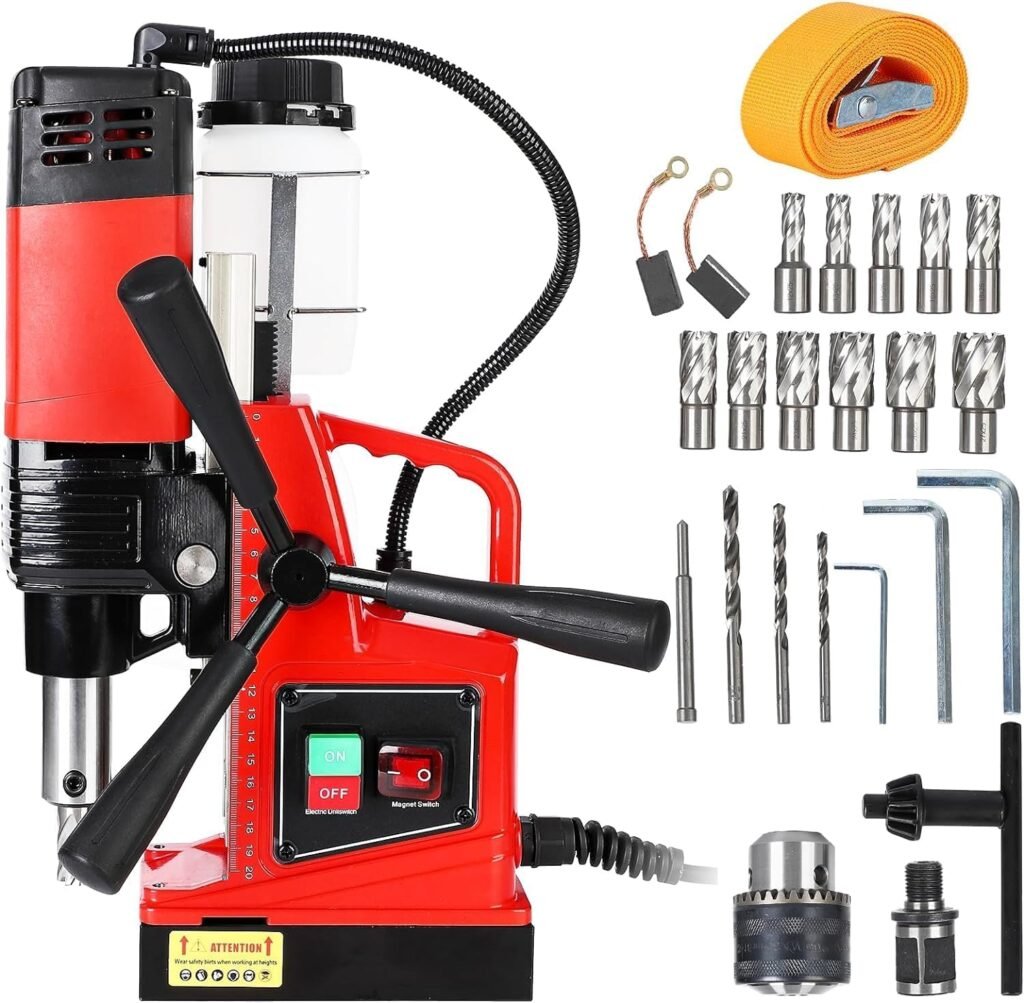 Portable Electric Mag Drill Press - Powerful 2922lbf, 1100W, 1.6 Boring Diameter, Variable Speed, 550RPM.