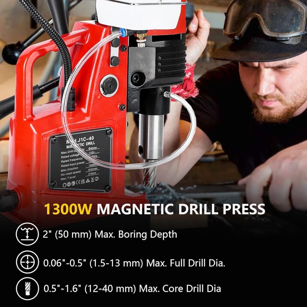 Portable Electric Mag Drill Press - Powerful 2922lbf, 1100W, 1.6 Boring Diameter, Variable Speed, 550RPM.