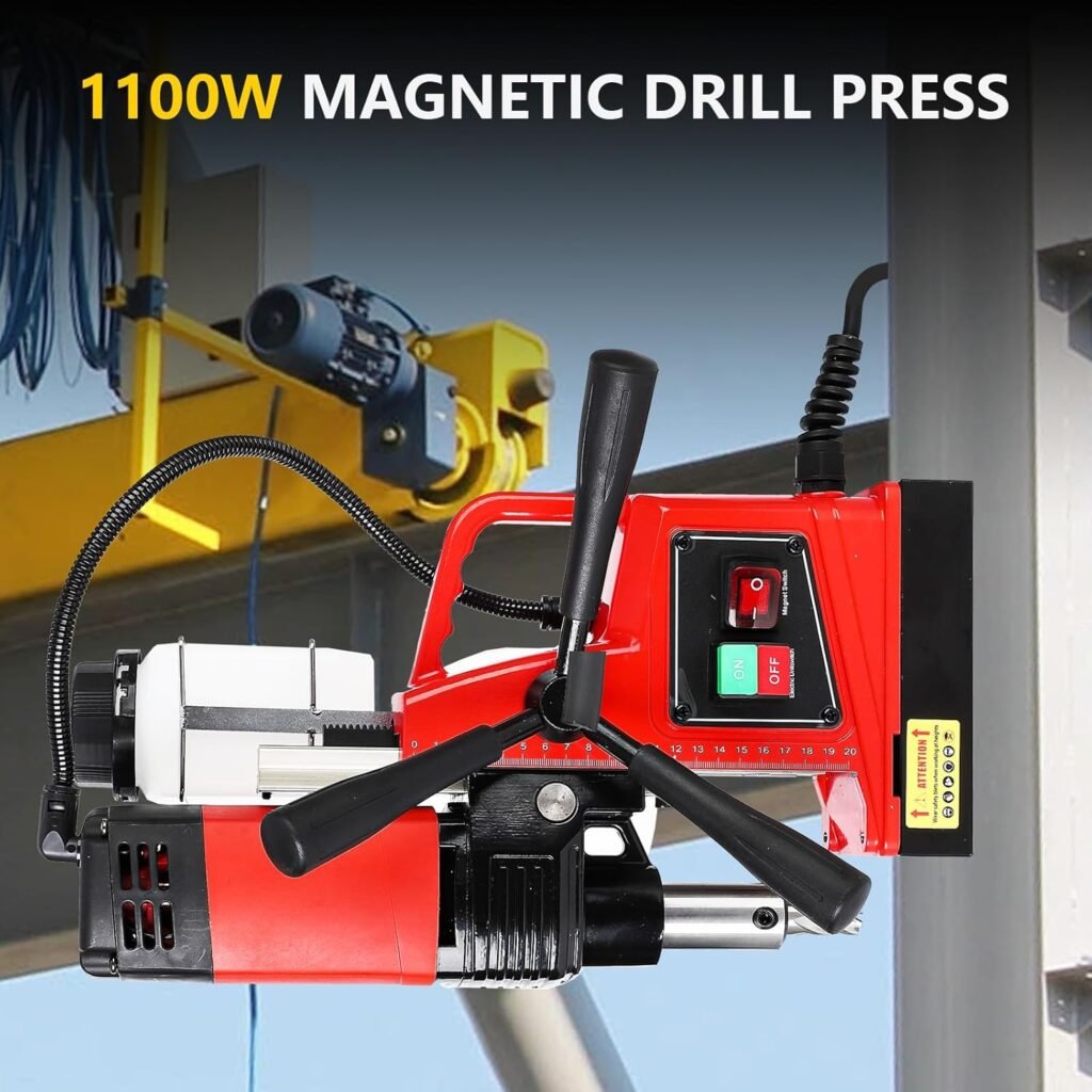 Portable Electric Mag Drill Press - Powerful 2922lbf, 1100W, 1.6 Boring Diameter, Variable Speed, 550RPM.