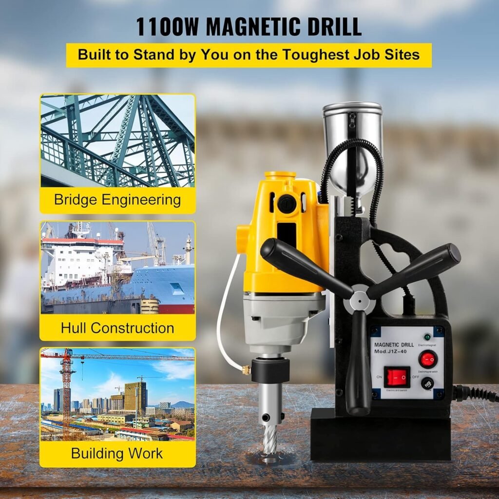 VEVOR Magnetic Drill, 1400W 2 Boring Diameter, 2922lbf/13000N Portable Electric Mag Drill Press with Variable Speed, 810 RPM Drilling Machine for any Surface Home Improvement Industry Railway